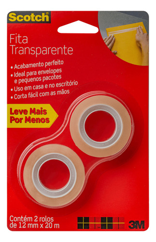 Fita Adesiva 12x20 Scotch Transparente C/2 Hb004587547 Trans