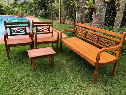 Conjunto De Banco Madeira Maciça P/ Area Externa Resistente