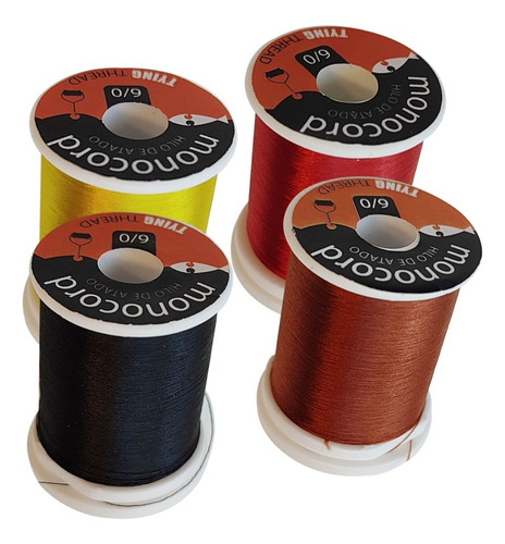 Set 4 Bobinas Hilo Monocord 6/0 200 Yds.  Atado De Moscas