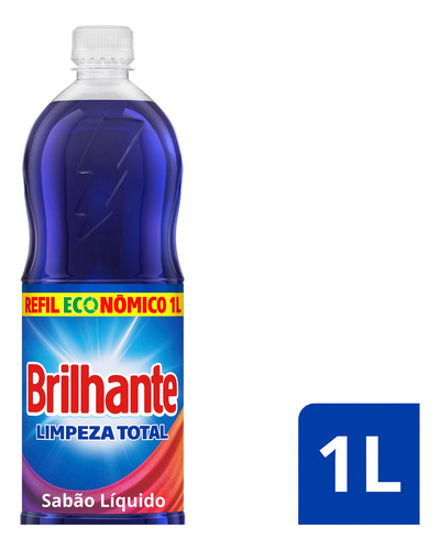 Sabão líquido Brilhante Limpeza Total Roupas Brancas e Coloridas Brilhante limpeza total frasco 1 L