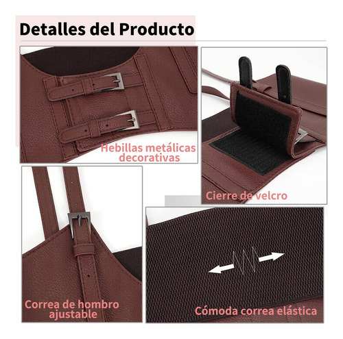Cinturón Mujer Pu Ajustable Hebilla, Corsé Dama Genérica Café Único