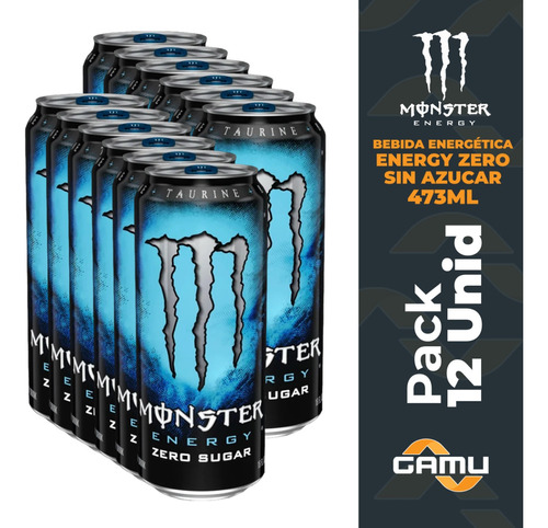 Monster Energy - 473ml - Energy Zero - Pack 12 Unid