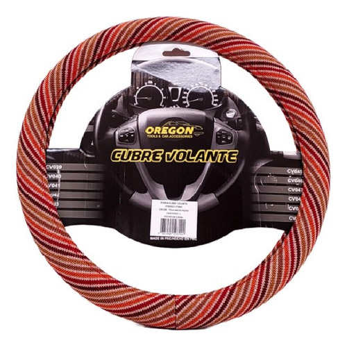 Cubre Volante Tela 38cm Woodstock Hippie Escala Rojos
