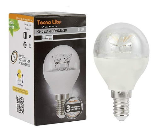 Imagen 5 de 5 de Bombillo Led E27 ,6w, Base E14, Luz Cálida Tecnolite