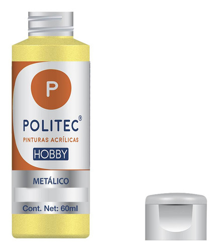Pintura Acrílica Metálica Línea Hobby Politec Color Amarillo No 518