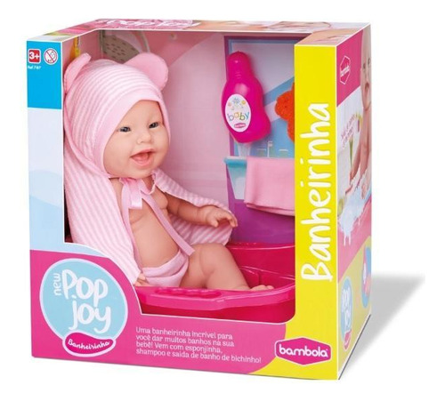 Brinquedo Boneca Infantil New Pop Joy Hora Do Banho Bambola