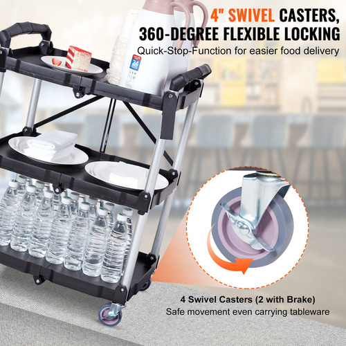 Vevor Carro De Servicio Utilitario Plegable De 3nivelesnegro