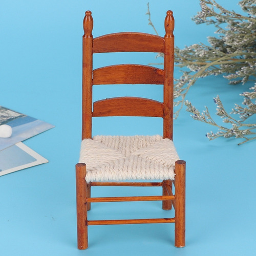 Silla Vintage De Madera En Miniatura Para Muñecas 1:12, Bric