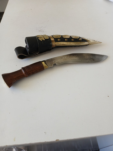 Antiga Faca Kukri Do Nepal Gurkha Original Marrom-escuro (Usado)
