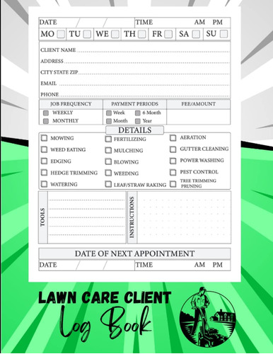 Libro: Lawn Care Client Log Book: Lawn Care Business Book | 