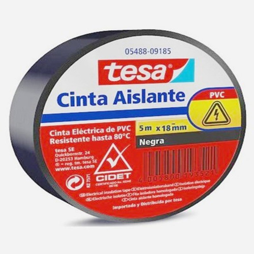 Imagen 1 de 3 de Cinta Aislante Tesa 5 Mts X 18 Mm Negra