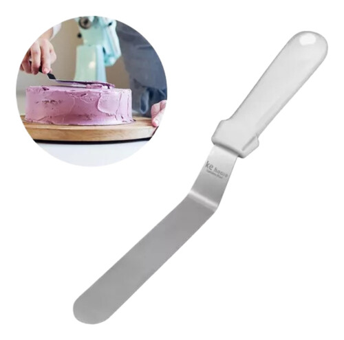 2 Espátulas Confeitar Bolo Confeiteiro Curva Grande Aço Inox
