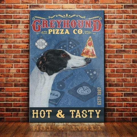 Decoracion Pared Metal Para Sala Estar Galgo Perro Pizza 8 X