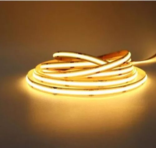 Fita Led Cob 5 Metros Branco Quente Com Fonte Alto Brilho