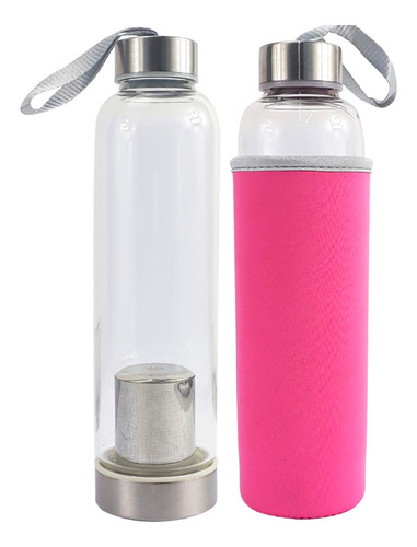 Garrafa Infusora Capacidade 550ml Com Capa Protetora Termica Cor Rosa