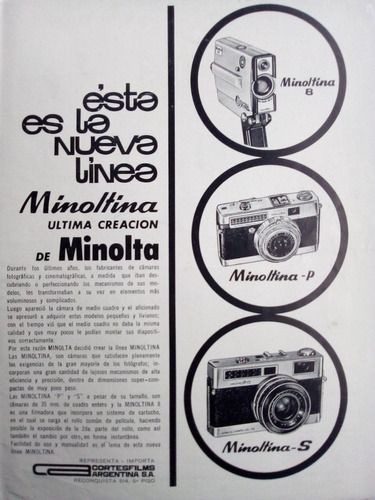 Antigua Publicidad Clipping Máquina Filmar Minoltina 8 1965