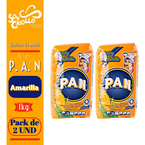 Harina De Maíz Amarillo Marca Pan De 1kg Pack De 2 Und 