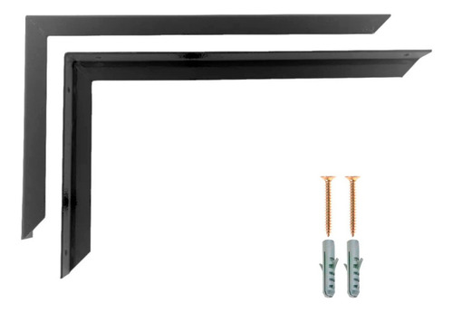 2 Suporte Mão Francesa Cantoneira Marmore 30cm Preto