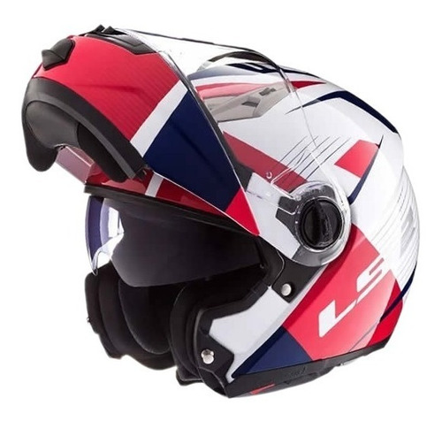 Casco Moto Ls2 Ff370 Abatible Milan Blanco Rojo