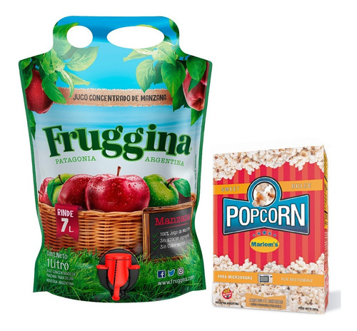 Jugo Concentrado De Manzana Fruggina 1 Lt + Popcorn Marlom´s