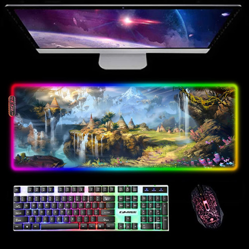 Alfombrilla Mouse Para Juego Diseño Fantasia Rgb Computadora