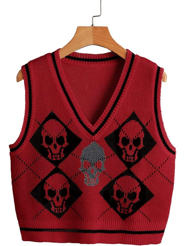 Suéter De Punto De Halloween Con Cuello En V Para Chaqueta T
