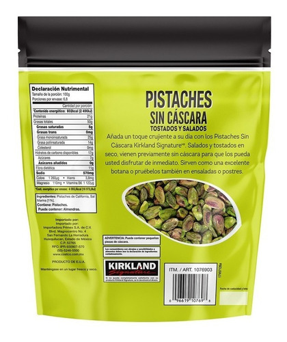 Kirkland Signature Pistaches Sin Cáscara Tostados Y Salados