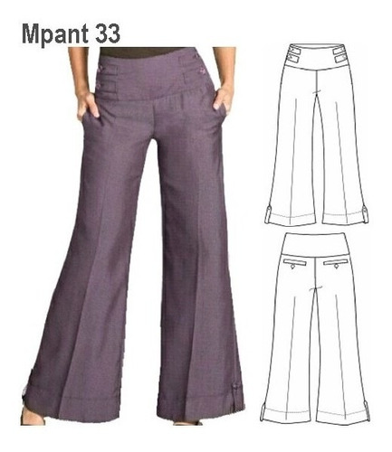 ( Moldes De Ropa)  Pantalon Pierna Ancha Mujer 0933