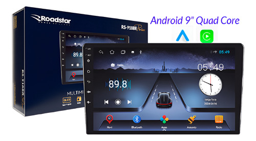 Multimídia 9' Android Carplay Sem Fio Wifi Rs-918br Pro Line