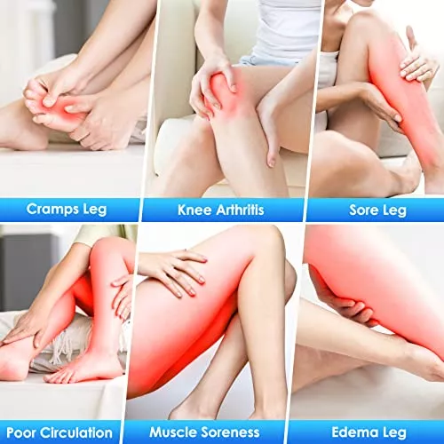 TOLOCO Masajeador de piernas, masajeador de piernas con compresión de aire  para circulación, relajación y alivio del dolor con 6 modos, 3 vibraciones