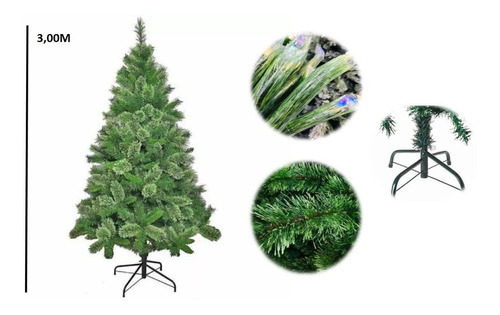 Árvore De Natal Pinheiro Gigante Luxo 3.00 Metros 1371galhos Cor Verde