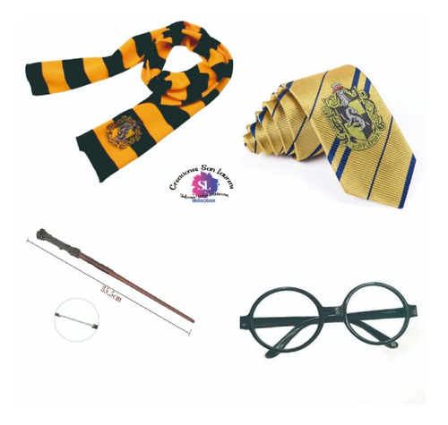 Kit Harry Potter Disfraz (bufanda, Gafas, Varita, Corbata)