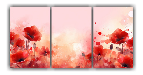 Tres Cuadros Calidos Petalos Arreglos Florales 40x60cm