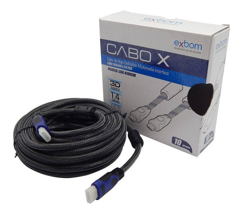 Cabo Hdmi 1.4 3d 1080p Full Hd Filtro Tv Lcd 10 Metros