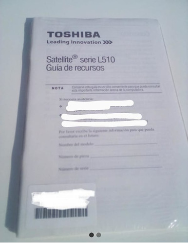Manual, Instructivo Original De Lap Toshiba Satellite L510.