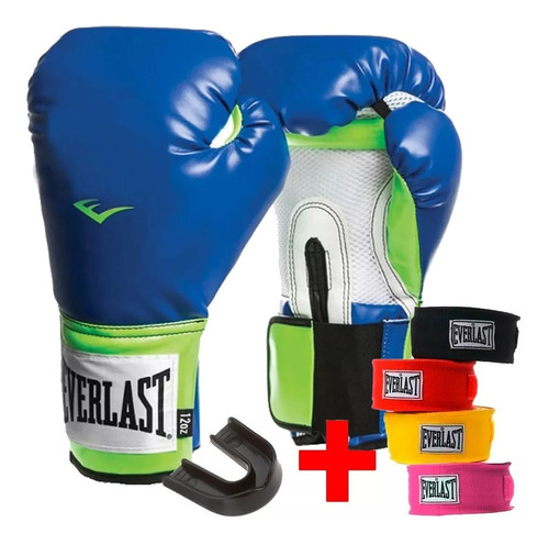 Kit Guante Boxeo Everlast + Vendas +protector Bucal Mvdsport