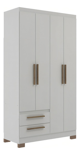 Guarda-roupa Solteiro 4 Portas 2 Gavetas Branco - Decibal