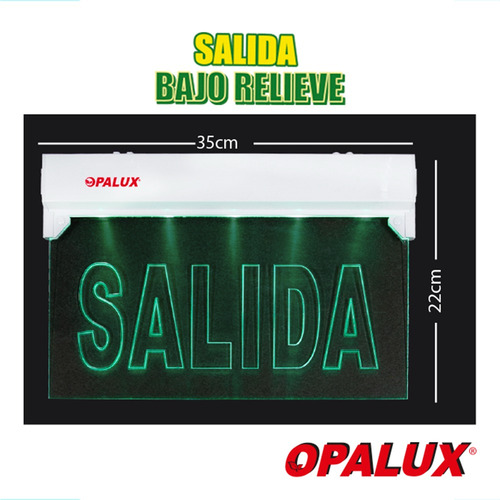Letrero Señalizador Acrilico Led Salida Op-397 Opalux Reliev