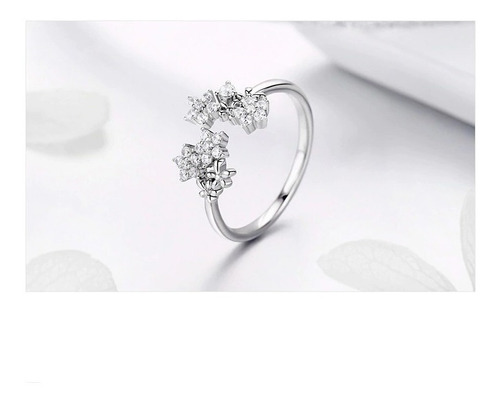 Anillo De Plata S925 Diseño Gypsophila Ajustable