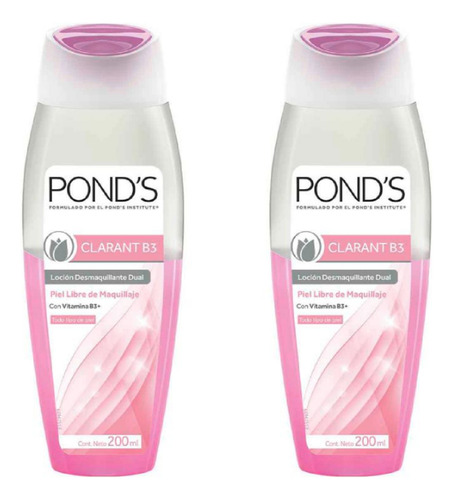 2 Loción Desmaquillante Pond's Clarant B3 Dual 200ml