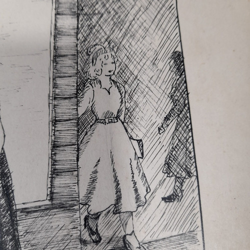 Imagem 4 de 9 de Pintura Desenho Bico De Pena Nanquim Datado 1953 Antiga