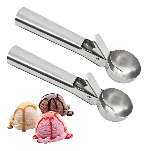 2 Cucharas Saca Bolas De Helados Cuchara Servir Nieve Acero