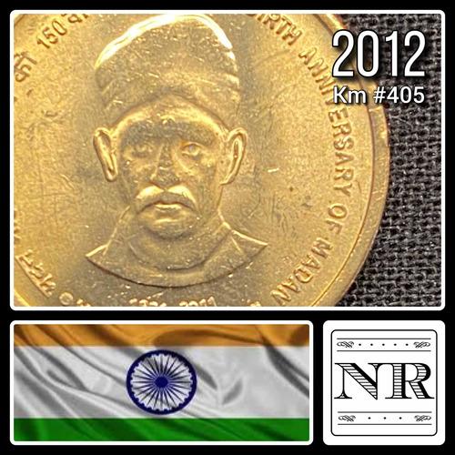 India - 5 Rupias - 2012 - Km #405 - Madan Mohan Malaviya