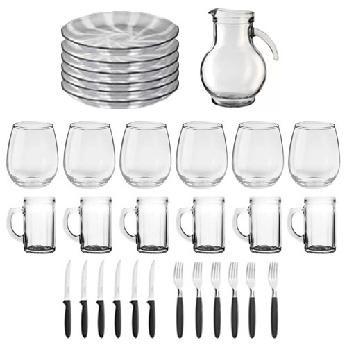 Set Vajilla Completo Vasos Platos Cubiertos Rigolleau 31pz