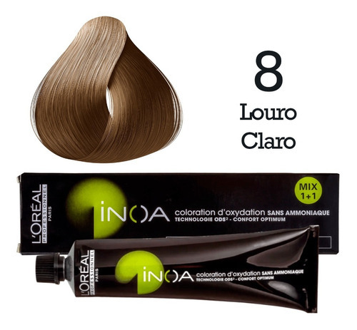 Kit Coloração L'Oréal Professionnel  Inoa Coloração INOA 8 Louro Claro | L'Oréal tom 8 louro claro para cabelo