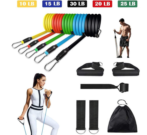 Kit De 11 Elásticos Para Ejercicios De Gimnasia En Casa