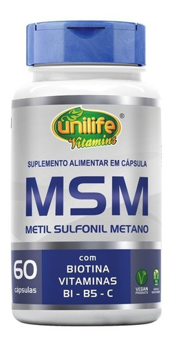 Msm Metil Sulfonil Metano Unilife Biotina Vitaminas B1 B5 C