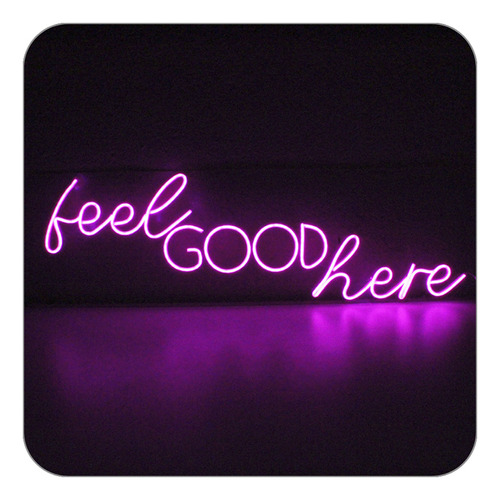Placa Luminoso Letreiro Led Neon Feel Good Here 100x32 Rgb
