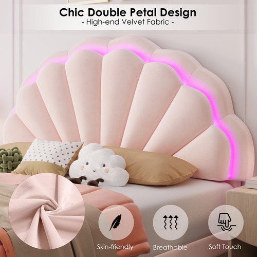 Base De Cama Led Inteligente Tapizada De Tamaño Matrimonial