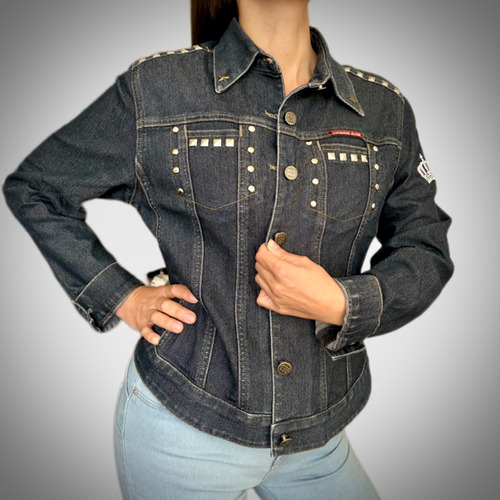 Chaqueta De Jeans Mezclilla Tachas Exclusiva Marca Fadic&co Sku026 Talla M (revisar Imágenes)